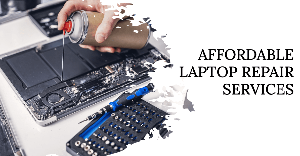A technician examining a laptop motherboard for potential repairs.